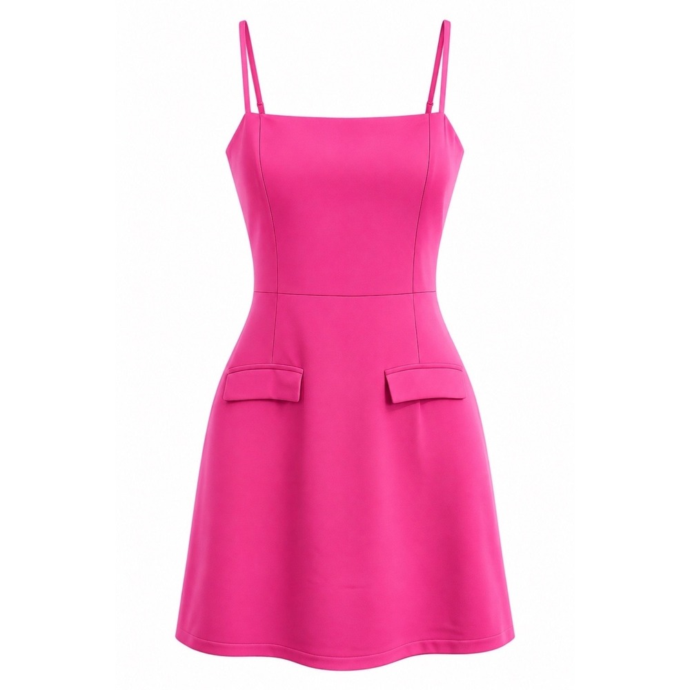 NWT Wenrine Rose Pink Mini Dress Large Square Neck Date Night Cocktail